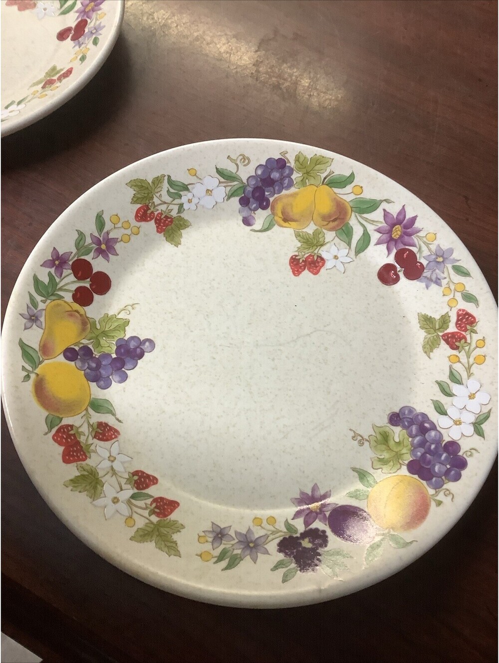 Temper-ware "Summer Harvest" Lenox EUC 6.5 Inch Bread Plate Small  Fruit Peach